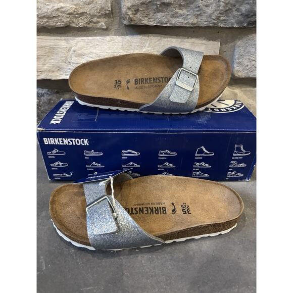 New Birkenstock Madrid BS Silver & Blue Sparkles EU 35N - Picture 2 of 7